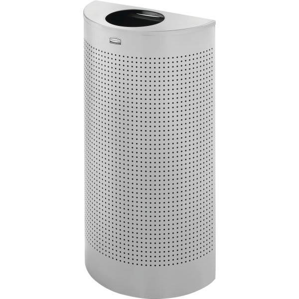 Rubbermaid Commercial Silhouettes 12 Gal Silver Half-Round Metallic Steel Waste Can