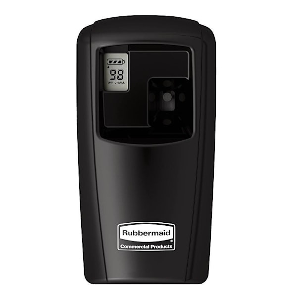 Rubbermaid Commercial Microburst 3000 Programmable Aerosol Dispenser For Odor Control, LCD Display, Black, 6-Pack
