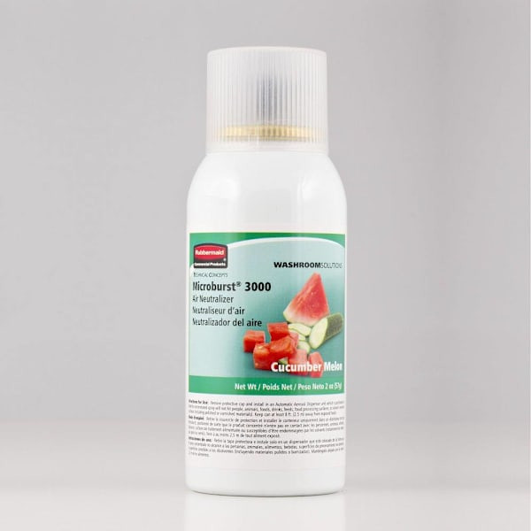 Rubbermaid Commercial Microburst 3000 Odor Neutralizer/Air Freshener Aerosol Refill,  Cucumber Melon, 12-Pack