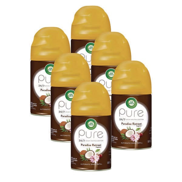 Freshmatic Life Scents Ultra Refill, Paradise Retreat, 5.89 Oz Aerosol Spray, 6/Carton