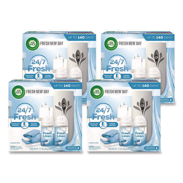 Freshmatic Ultra Automatic Starter Kit, Gadget/(2) 5.89 Oz Fresh Linen Refills/AA Battery, 4 Kits/Carton