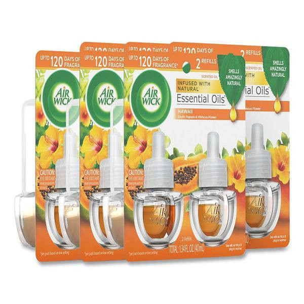 Scented Oil Twin Refill, Hawai'I Exotic Papaya/Hibiscus Flower, 0.67 Oz, 2/Pack, 6 Packs/Carton