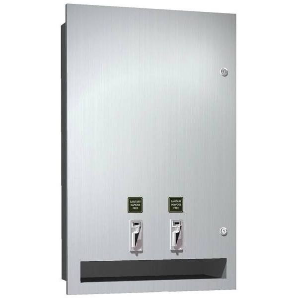 American Specialties Recessed Dual Napkin/Tampon Vendor Dispenser W/ .25 Cent Operation (Stainless Steel)