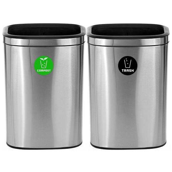 Alpine Industries 21 Gallon Ss Decorative Slim Compost/Trash Can Package Of 2 ALP470-40L-C-T