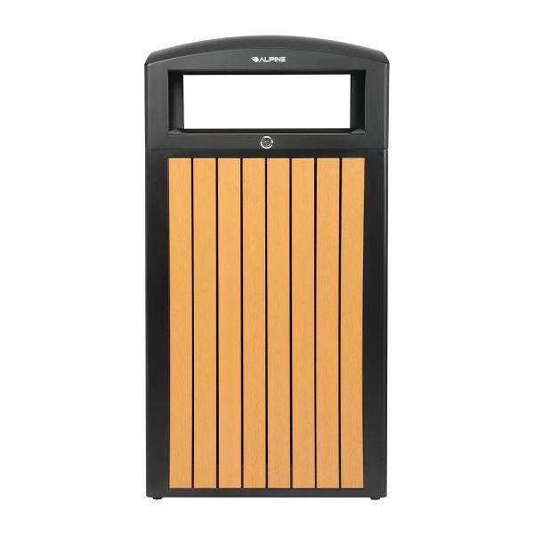Alpine Industries 40 Gal. Cedar Steel Aw Commercial Outdoor Can Receptacle & Lid ALP471-40-WD-CD