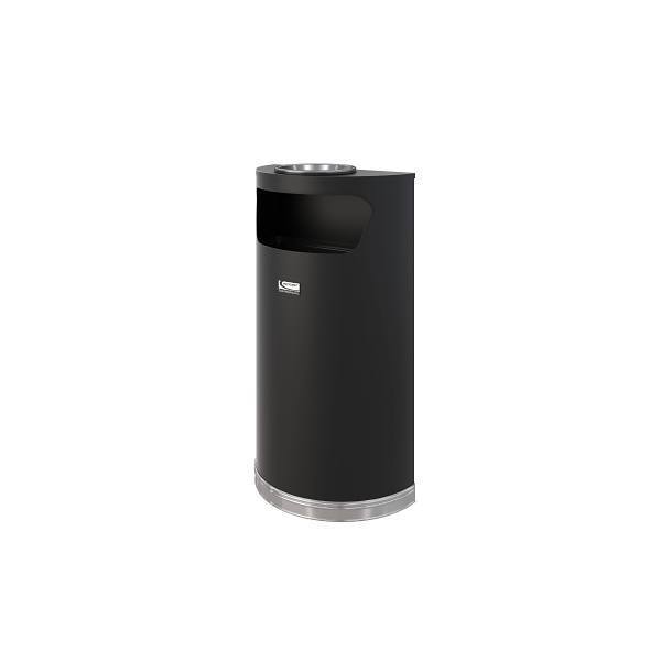 Suncast Commercial 9 Gallon Half-Round Metal Trash Can With Ashtray 355068