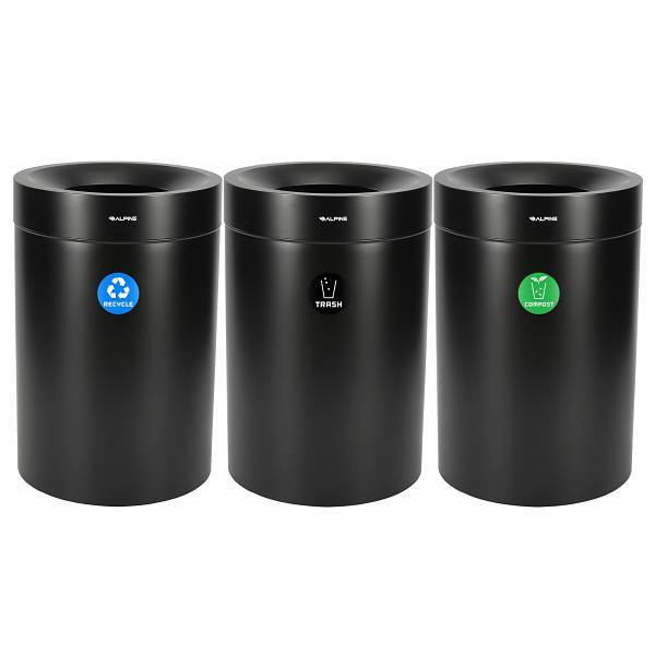 Alpine Industries 50 Gallon Ss Compost Bin Recycle/Trash Receptacle Black 359468