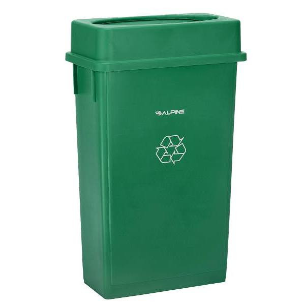 Alpine Industries 23 Gallon Slim Trash Can Receptacle With Swing Lid Green 359476