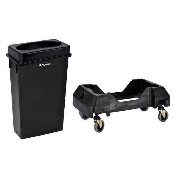 Alpine Industries 23 Gallon Commercial Trash Can Includes Swing Lid And Dolly 364044