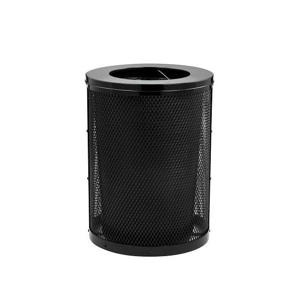 Alpine Industries Outdoor Diamond Steel Trash Can With Flat Lid 36 Gallon Black 364049