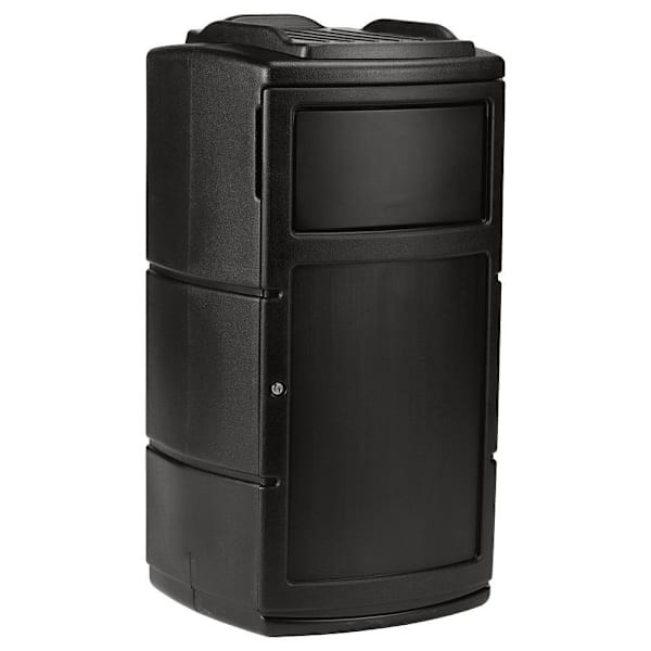 Commercial Zone Products Polytec Black Square Trash Container Dual Flipper Lid 389006