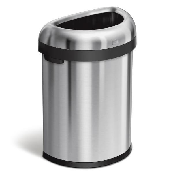 Simplehuman 21 Gallon Brushed Stainless Steel Semi-Round Open-Top Trash Can