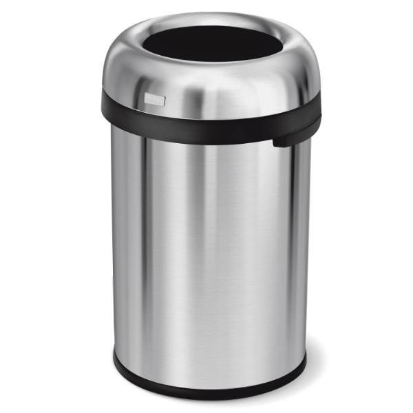 Simplehuman 30 Gallon Brushed Stainless Steel Bullet Open-Top Round Trash Can