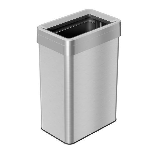 HLS Commercial 16 Gallon Stainless Steel Rectangular Open Top Trash Can With Odor Filters