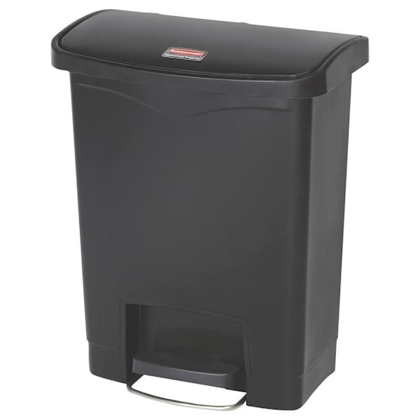 Rubbermaid Commercial Slim Jim 8 Gallon Front Step-On Resin Trash Can (Black)
