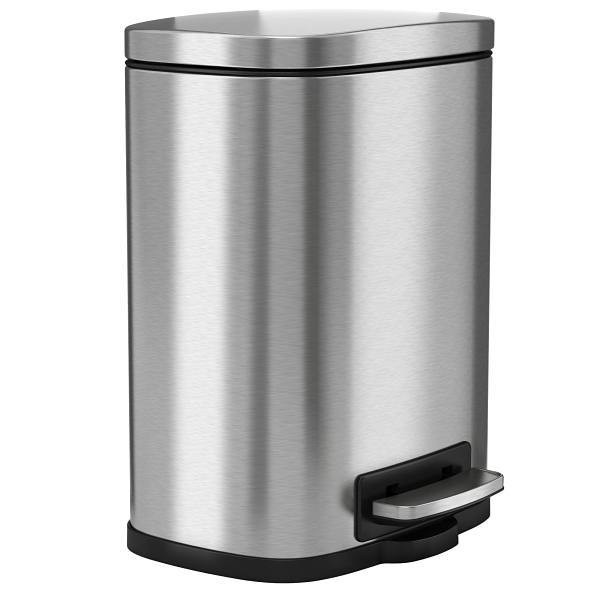 HLS Commercial 1.32 Gallon Stainless Steel Step Fire Resistant Trash Can With Odor Filter