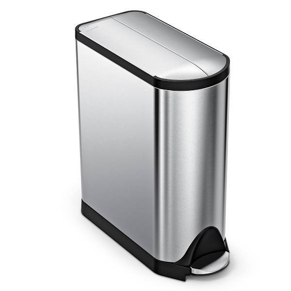 Simplehuman Butterfly Lid Slim Step Trash Cans 45l/11.9 Gal Brushed Ss