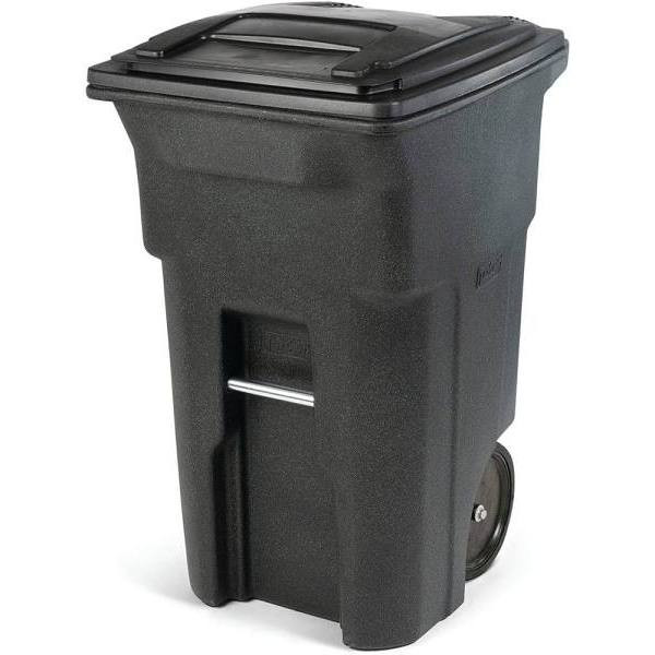 Toter 64 Gal. Trash Can W/ Quiet Wheels And Attached Lid (Greenstone)