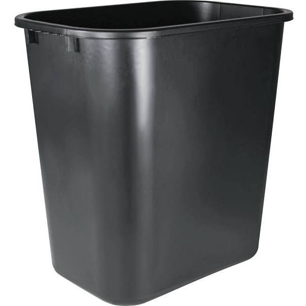 Sparco 7 Gal. Polyethylene Touchless Rectangular Wastebasket (Black)