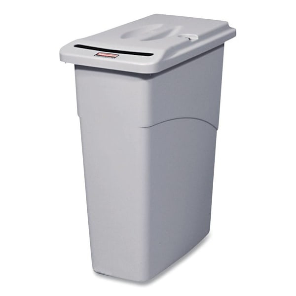 Slim Jim Confidential Document Waste Receptacle With Lid, 23 Gal, Light Gray