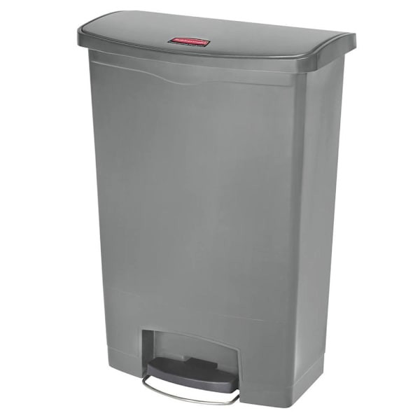 Rubbermaid Commercial Slim Jim 24 Gallon Front Step-On Resin Trash Can (Gray)