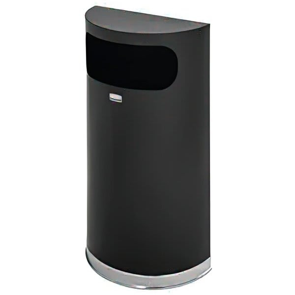 Rubbermaid Commercial 9 Gallon Half-Round Trash Can (Black/Chrome)