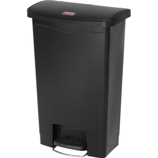 Rubbermaid Commercial Slim Jim 13 Gallon Front Step-On Trash Can (Black)