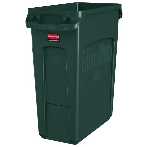 Rubbermaid Commercial Green Slim Jim 16 Gallon Rectangle Trash Can (4-Pack)