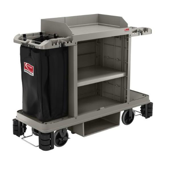 Suncast Commercial Premium Housekeeping Cart Partially Pre-Assembled, Platinum