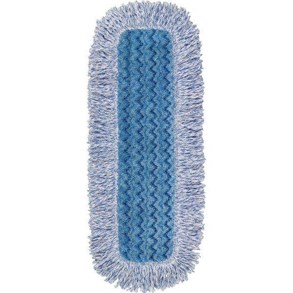 Rubbermaid Commercial HYGEN 18 In. Microfiber Flat Wet Mop Pad, High Absorbency, Fringed Edge, Blue, 6-Pack