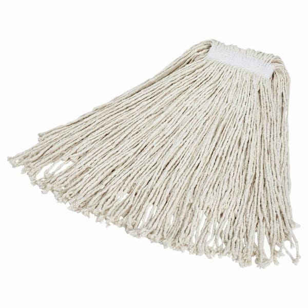 Rubbermaid Commercial Value Pro 24 oz Cotton Wet Mop Head, Cut-End, 1 in Headband, White, 12-Pack