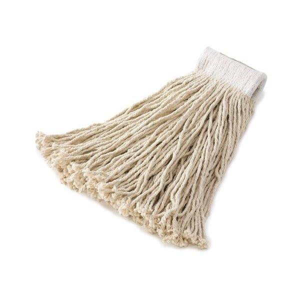 Rubbermaid Commercial 24 Oz. Rayon Wet Mop Head, Cut-End, 1 In. Headband, White, 12-Pack