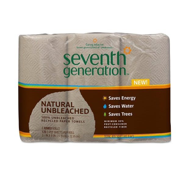 Seventh Generation Unbleached 100% Recycled Paper Towel Rolls, Package Of 6 290751