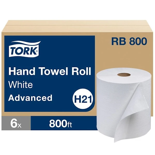 Tork Paper Hand Towel Roll, Advanced, White, H21 (6 Rolls X 800 Ft)