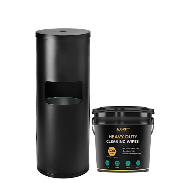 Gritt Commercial Black Dispenser 10x12" Multi-Surface Hand Cleaning Wipes 376138