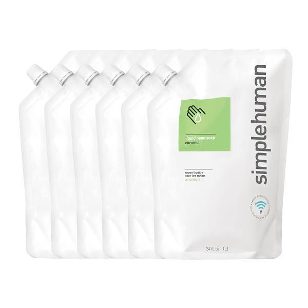 Simplehuman Moisturizing Liquid Hand Soap Refill Pouch Cucumber 34 Oz Case Of 6