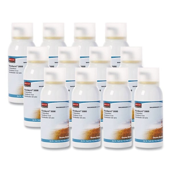 Rubbermaid Commercial Microburst 3000 Air Freshener, Ocean Breeze (12-Carton)