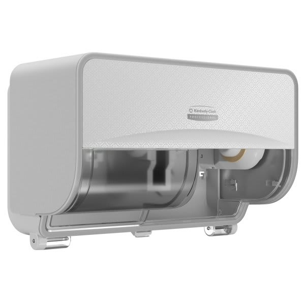 Kimberly-Clark ICON 58712 2 Roll Coreless Standard Roll Horizontal Toilet Paper Dispenser And Faceplate (White Mosaic)