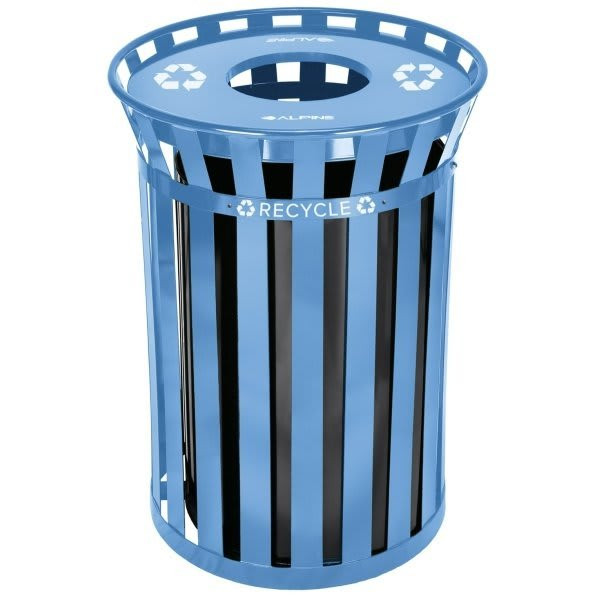 Alpine Industries Outdoor Metal Recycling Waste Receptacle - 38 Gallon, Blue 211456
