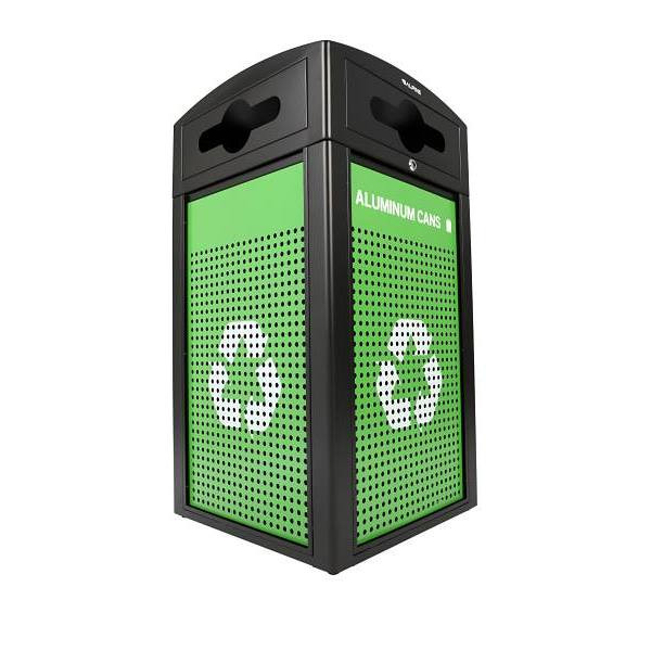 Alpine Industries 40 Gal Steel Green OD Recycle/Can Receptacle-Mixed Dome Lid 359482