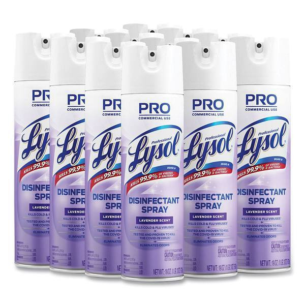 Disinfectant Spray, Lavender, 19 Oz Aerosol Spray, 12/Carton