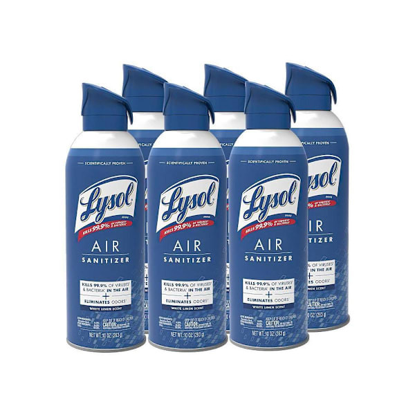 Lysol Air Sanitizer Spray White Linen Scent 10 Oz. Aerosol Spray Case Of 6