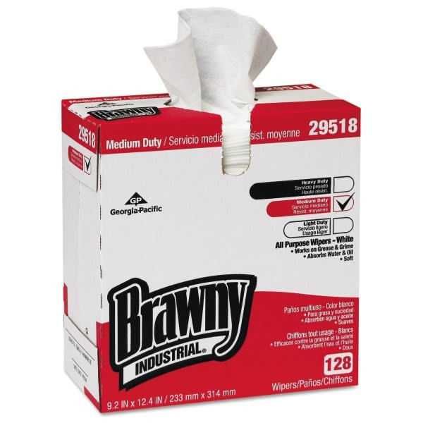 Brawny Professional A300 Airlaid Medium-Duty Wipes, 10 Boxes, Carton Of 1280
