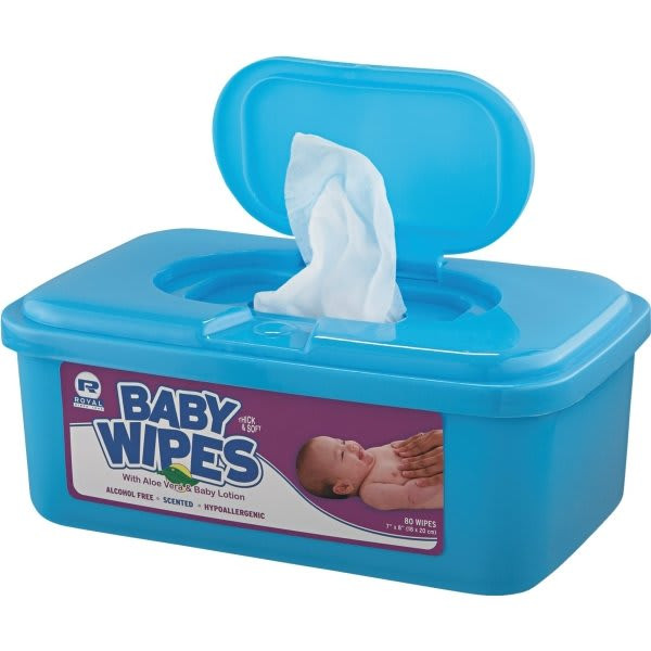Royal Aloe Baby Wipe Unscented 80 Wipes Per Tub, Case Of 12