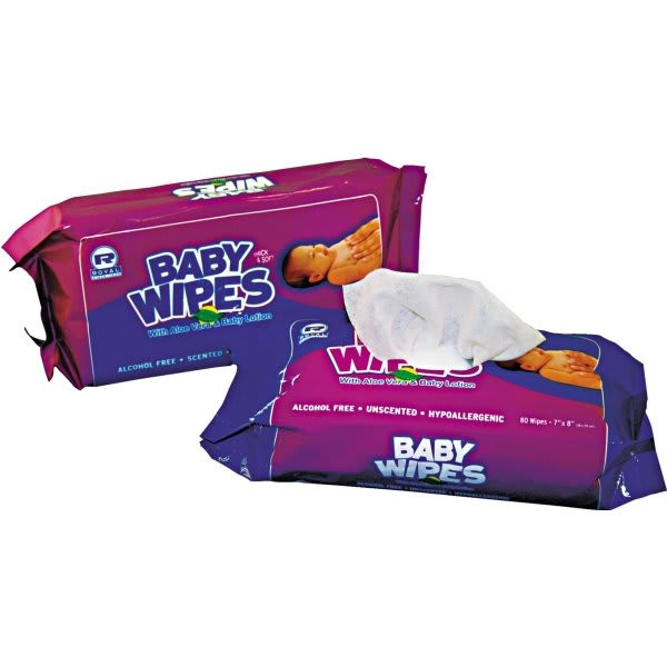 Royal Aloe Baby Wipe Unscented Refill 80 Sheets/Refill Case Of 12