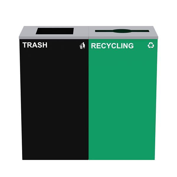 Alpine Industries 58g 2-Stream  Green Recycling Bin Station Package Of 2