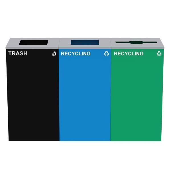 Alpine Industries 87g Steel Blue Green Recycling Bin In Black