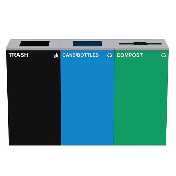 Alpine Industries 87g Steel Blue Cans/Bottles Bin Green Compost Bin, Black