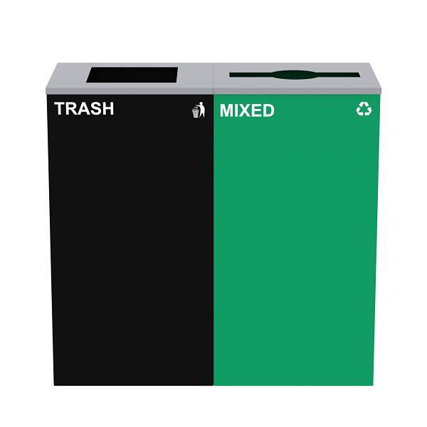 Alpine Industries 58g 2-Stream , Green Mixed Recycling Bin Station Package Of 2
