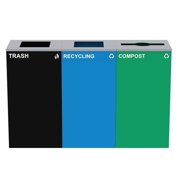 Alpine Industries 87g Steel Blue Recycling Bin Green Compost Bin, Black